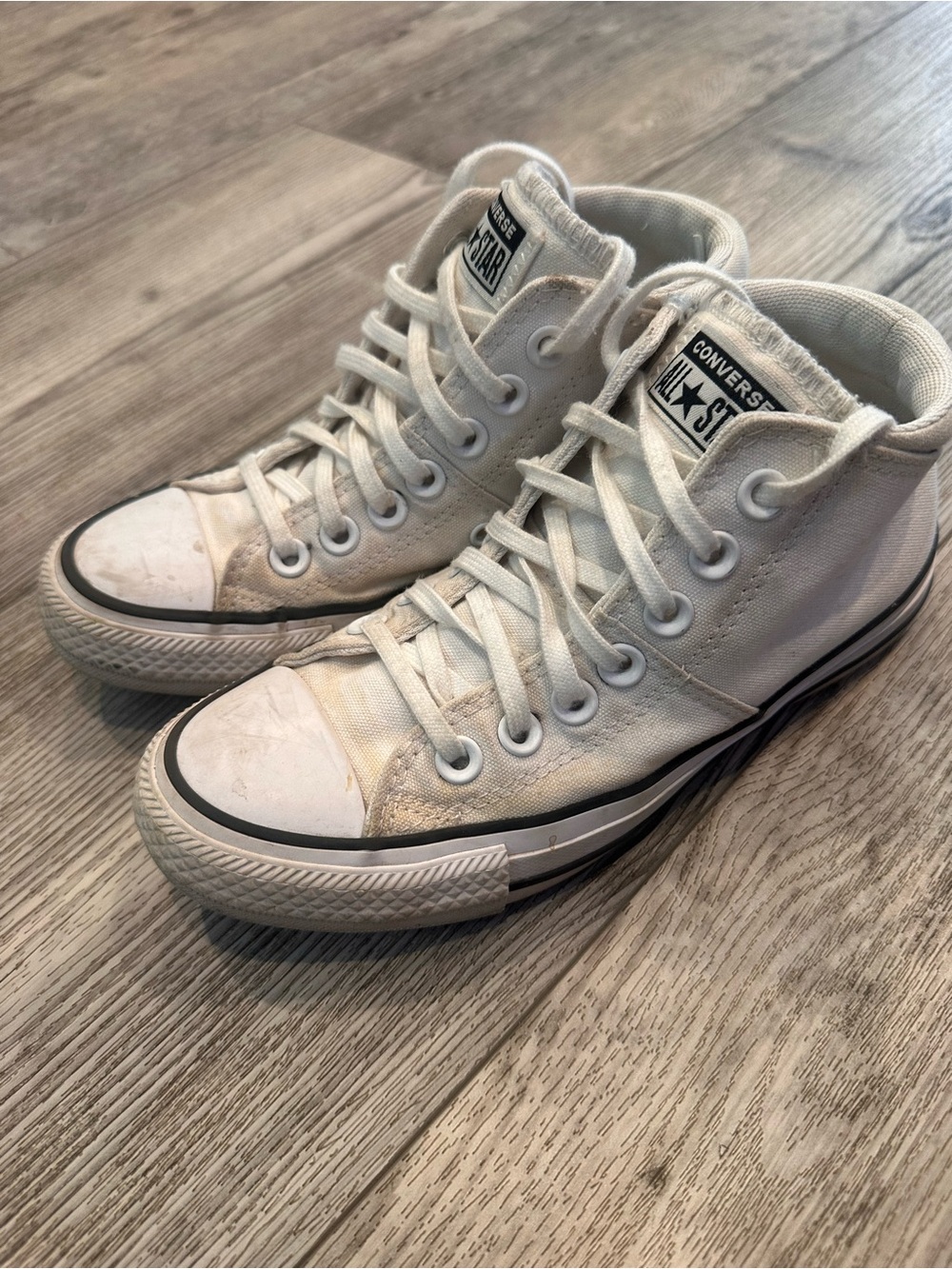 Converse Kids High Top Canvas Sneakers in Off-White